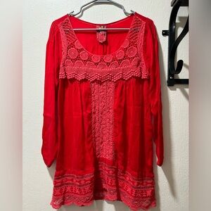 EUC Johnny Was Embroidered Tunic Top Size XS